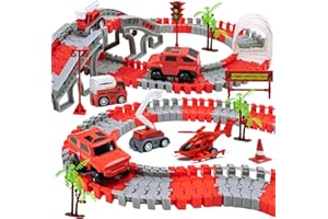Lixiin 305 Pezzi Pista Macchinine Giocattolo per Bambini Giochi Bambini 3 4 5 6 Anni con 6 Cars Macchinine Pista da Corsa Cars Macchinina Giocattoli Natale Regalo Bambini 3 4 5 6 Anni (Rosso)