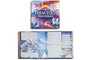 HEIMARTHAFEN „Mein Drachen Freundebuch“ Ausfüllbuch für Jungen und Mädchen – Freundschaftsbuch für Kindergarten oder Grundschule - Geschenk zur Einschulung - Schulfreundebuch zum Ausfüllen im Drachen Design