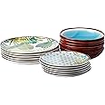 Tognana Jungle – Vajilla de 18 piezas, Porcelana, Multicolor, 9.12 kg