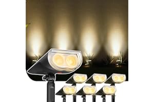 Linkind Spot Solaire Extérieur 6 pack, Lampe Solaire Exterieur, Eclairage Extérieur Solaire Étanche IP65, 2700K Lumière Blanc Chaud pour Jardin, Cour, Chemin, 6 Pack