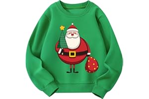 Pilipulu Sweat de Noël Enfant Pull Noël Garçon et Fille Coton Chrismas Sweatshirt Col Rond Garçons Vêtements de Noel pour Enfants 2-7 Ans