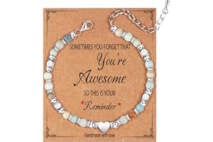 Dochais Heart Bracelet for Women Silver 925 Healing Crystal Bracelets, 4.3mm Natural Stone Beaded Bracelets Adjustable, Birthday Valentines Christmas Gifts for Women Girls