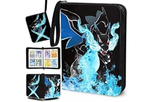 YUNDONGBA Sammelkarten Album für Pokemon Sammelalbum Karten,50 Seiten 400/900 Karten Kapazität Sammelkarten Album binder Wasserdicht PU Leder Sammelmappe Karten Kompatibel mit Fächern Kinder (blau-400)