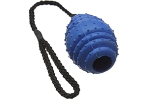 CLASSIC Pet Products Rubber Oval Ball on a Rope, Large, 100 mm, Blue/Black