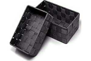 Lashuma Offene Aufbewahrungskörbe 2er Pack, Korb Größen: 19x10x7 cm und 20x13x10 cm, Graue Badezimmer Körbchen