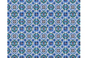 IL MAGHREBINO 20 Mattonelle tipo MOURAD in ceramica smaltata 10 X 10 cm spessore 0,6 cm - Mattonelle Tunisine realizzate con Serigrafia Artigianale (Blu). Adatte a rivestimento.