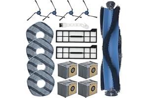 KiimSin Accesorios de repuesto para Eufy X10 Pro Omni aspiradoras Piezas de repuesto,cepillo de rodillos + 4 Paño fregonas + 4 cepillos laterales + 2 filtros + 4 bolsa de polvo