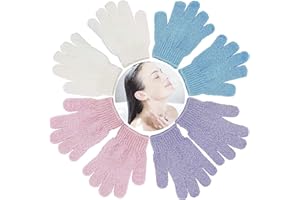 8 PCS ROTOPATA Deep Exfoliating Bath Gloves Mitt with Hanging Loop for Shower, Spa, Body Scrubs, Dead Skin Cell Remover Bathing Accessories