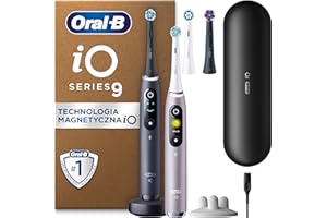 ‎ORAL-B Oral-B iO 9 Podwójne opakowanie, czarna i różowa szczoteczka elektryczna, 3 końcówki do szczoteczek elektrycznych, 1 etui podróżne z funkcją ładowania, Stworzona w technologii Braun