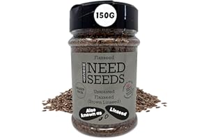 Flax Seeds 150g Shaker – High in Omega-3 & Fiber – Supports Digestion & Heart Health – Vegan & Gluten-Free – Easy to Sprinkle on Smoothies, Oatmeal & Salads – Munchy Seeds, Need Seeds
