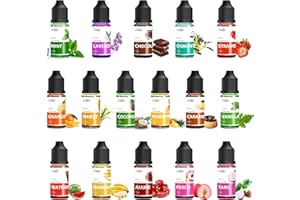 ‎LIMINO Lebensmittelarom, Food Flavour Drops - 16 Konzentrierte Lebensmittel Aromaöl Flavor Oil zum Backen, Kochen, Süßigkeiten - Wasser- und öllösliches Lipgloss Aromaöl für die Seifen, Getränke - je 10 ml
