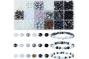 ‎AWARDSEN AWARDSEN 8mm Schwarze Perlen Glasperlen für Armbänder Perlen Zum Auffädeln Bunt Kandi Beads 360 Stück Bastelperlen DIY Machen Set Lose Kandi Beads für Schmuck Basteln