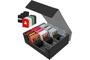 LALATOK Caja de Barajas para Cartas, Caja de Cartas Coleccionables para 1800+ Cartas, Caja de Almacenamiento de Tarjeta con 10 Card Dividers, Magic Deck Box para MTG TCG PTCG Deportivas (Negro Gris)