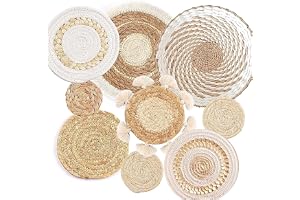 Hoite Boho väggkorgar set 9 delar – sjögräs rotting boho dekoration rund väggdekoration för vardagsrum, sovrum och matsal