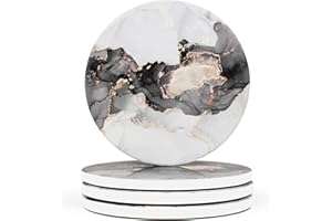 Naivasha Homeware Marble Coasters Set of 4 - Stunning Decorative Coasters in MATTE Finish, Elegant Stone Coasters with Cork Bottom - Arctic