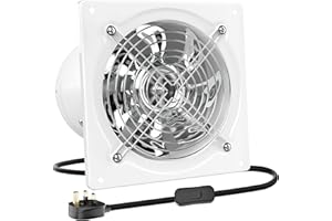 HG Power 150mm Kitchen Exhaust Fan 525m³/h Stainless Steel Ventilation Fan with UK Plug Low Noise Extractor with Backdraft Damper for Basement Warehouse Workshop, White