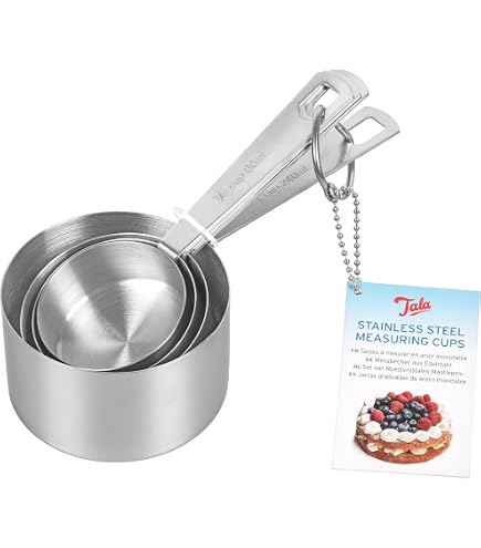 Full Circle Inside Scoop Edelstahl Messbecher Set – 4-teilig, Schaufelförmig, Mit Haltegurt & Präzisen Markierungen