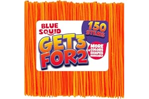 Blue Squid Limpiadores de tuberías Craft Chenille Tallos – 150 Piezas de Limpieza de Chenilla Naranja, limpiadores de tuberías de Naranja, Piezas extralargas, Colores de Manualidades Brillantes