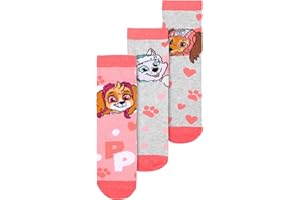 United Labels Paw Patrol Chaussettes Skye, Zuma, Everest pour filles - Enfants Sneakers Chaussettes pour enfants Rose/Gris (pack de 3) (DE/NL/SE/PL, Numérique, 23, 26, Rose)