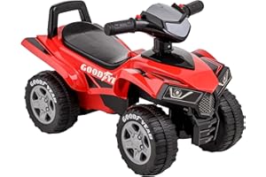 Baroni Toys Quad Giocattolo Cavalcabile per Bambini 18-36 Mesi con con Licenza GOODYEAR, Vano Portaoggetti, Suoni Realistici e Fari LED, Dispositivo Antiribaltamento, 38x60x42 cm