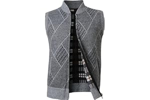 Btmpmcs Gilet da Uomo Lavorato a Maglia Senza Maniche Canotta Invernale Caldo Cardigan Foderata in Pile All'aperto Smanicato Pullover Maglione con Cerniera Intera