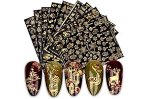 KALEFUL Naklejki na paznokcie Boże Narodzenie, 9 arkuszy samoprzylepnych naklejek na paznokcie, dekoracja paznokci akcesoria