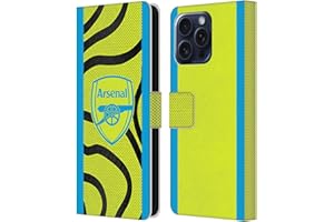Head Case Designs Officially Licensed Arsenal FC Away 2023/24 Crest Kit Leather Wallet Case Compatible With Apple iPhone 16 Pro Max