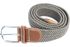 electromax Men Belts, Elastic Braided Stretch Belt with Covered Leather Buckle, for Men's Jeans, Trouser Belts