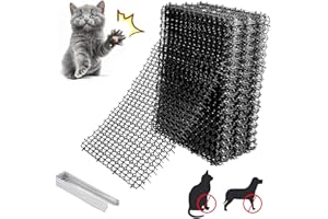 NEWFUN 12PC Tapis Anti-Chat avec Pointes,40 * 20cm Tapis de Dissuasion répulsif pour Chat Chien Animal,avec 8 Ancrages au Sol en Forme de U, Répulsif Chats Chiens Naturel & Écologique pour Jardin, Clôtures
