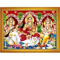 Bhikham Creation 8x12 Inch Mata Laxmi God Ganesha And Devi ...