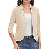 GRACE KARIN Donna Giacca da Abito Blazer Leggero e Sottile Elegante Manica 3/4 a Aperto Casual Scollo Risvolto Classico