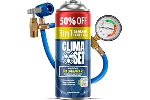 ClimaSet Replacement Gas R134a R12 3in1 with Hose – Gauge – Car Air Conditioning Refill Kit 1 x 235 g – Refrigerant Replacement – Gas Air Conditioning Car – ECO