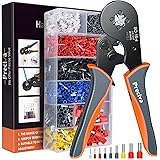 Pinza Crimpatrice Capicorda con 1200pcs Cavo Connettori,Preciva Pinza per Terminali per Crimpare 0,08-16 mm²,Strumenti di Cri