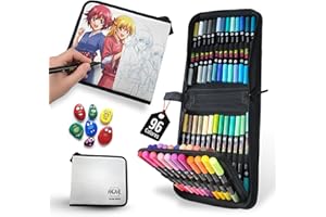 ANGAHE creating moments | Rotuladores Acrílicos 96 Colores Unico Estuche Personalizable - Rotuladores Doble Punta, Acrylic Markers – Acrílicos Permanentes para Tela, Piedras y Papel.