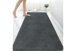 Rururug Tapis Salle de Bain, Tapis de Bain Gris 60x150cm, Microfibre Tapis Absorbant Antidérapants Lavable en Machine