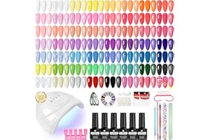 ‎VANREESA VANREESA Gel Nagellack Set, 60 Stück U V Gel Nagellack Kit mit 48W U V/ LED Nagellampe 55 Farben Nägel Starterset Rosa Gelb Grün Weiß Maniküre Starter Set Gelnägel Selber Kit Geschenk für Frauen