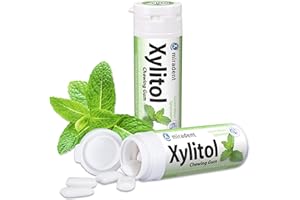 Miradent Xylitol Goma de mascar chicles dentales 30 piezas de menta verde de lata (6x 30g)
