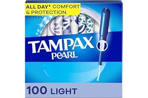 Tampax Pearl Tampons - Absorbencia ligera, 100 unidades, aplicador de plástico sin BPA y trenzado LeakGuard, sin perfume, 50 unidades, paquete de 2 (100 unidades en total)