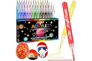 YITHINC Pennarelli Acrilici,42 Colori Permanenti Pennarelli Acrilici per Dipingere Sassi,Pennarello Acrilico per Legno, Vetro,Pennarelli Bambini,Tessuti, Atossici,Uova di Pasqua, Punta Media