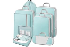 Lannvan Organizer Walizki,Zestaw 8 Kostki Opakowania,Organizator podróży oszczędność miejsca,Organizatorzy Walizka podróżna,Organizator Walizka Plecak,Torba 8 sztuk blackCheats, Niebieski