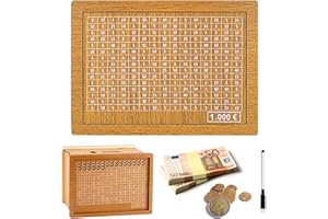 May Huang Tirelire en Bois,Tirelire Magique Japonaise,Tirelires Economie,Tirelires avec Objectif D'économie,Tirelire rétro,Numérique Tirelire pour Aider Les Enfants à Commencer à Economiser (1000€)