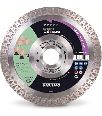 Disque Diamant ULTRA CÉRAM Sidamo D.76x10xH6 Mm Pour Grès Céramique Et Faïence - Coupe Précise
