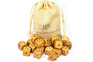 6,12, 20, 30 oder 50 hochqualitative Holzwürfel aus echtem Buchenholz von Waldfelsen® Augenwürfel Spielwürfel aus Holz in 16 mm Standardwürfel mit Stoffbeutel Würfelset (Blanko, 20 Stück)