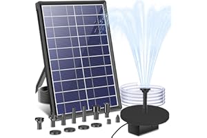 BILING Fontana solare da esterno Billing, piccola pompa solare per laghetto da 7,5 W con filtro, 10 ugelli, pompa solare per fontana e laghetto