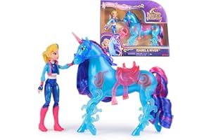 Unicorn Academy Set – Isabel e Unicorn River con vera criniera e coda e spazzola, circa 12 cm personaggi originali della popolare serie Netflix, per bambini dai 4 anni in su