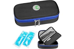 YOUSHARES Insuline Trousse Pochette Isotherme Sac pour Diabétique Et Stylos a Insuline Avec 2 Poches de Gel Chaud/Froid, Noir