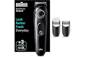 ‎BRAUN Braun Barttrimmer Series 3, Elektrischer Bartschneider Herren mit 3 Zubehörteile, Ultrascharfe ProBlade Klinge, 50 Min Akkulaufzeit, Kabelloser Bartrasierer, 40 Längen, Wasserdicht, BT3410, Schwarz