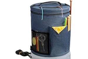 Lighterday Knitting Bag with Handle,Portable Crochet Bag,Craft Bag for Knitting Accessories,Sewing Storage Bag for Wool Storage Crochet Storage Yarn Bag,Knitting Gifts for Women (Blue)