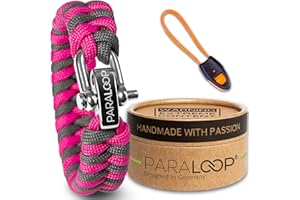 Paraloop® Original Bracelet paracorde pour femme + pendentif avec sifflet de signal -Tressé à la main avec coffret cadeau - Fermeture en acier inoxydable