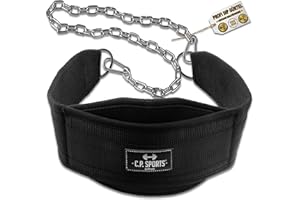 C.P. Sports Dip-Gürtel Premium oder Standard | Dipgürtel – Dip Belt bis 250kg für Klimmzüge, Squats, Fitness, Krafttraining, Bodybuilding, Gym | Nylon und Kette aus Stahl für Hantelscheiben Gewichte
